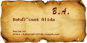 Behácsek Alida névjegykártya